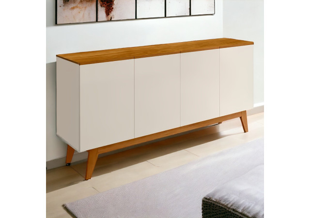 Buffet Ares Lux 04 Portas Off White e Nature Tebarrot